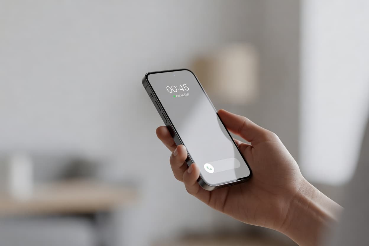 Close-up of a smartphone mid phone call